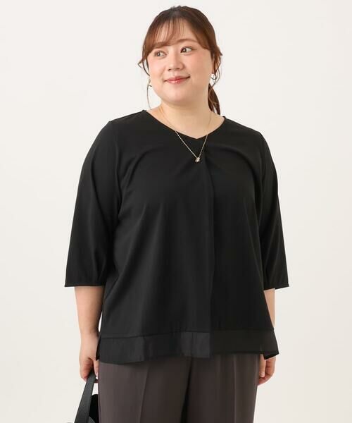 eur3 / エウルキューブ カットソー | 【大きいサイズ/接触冷感/UVカット】Vネック裾シア—カットソー | 詳細21