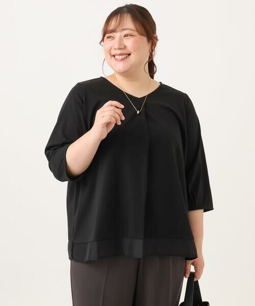 eur3 / エウルキューブ カットソー | 【大きいサイズ/接触冷感/UVカット】Vネック裾シア—カットソー | 詳細22