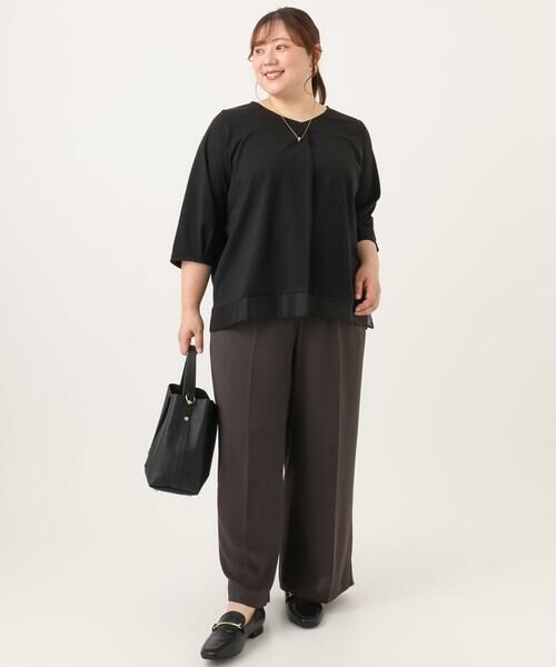 eur3 / エウルキューブ カットソー | 【大きいサイズ/接触冷感/UVカット】Vネック裾シア—カットソー | 詳細23