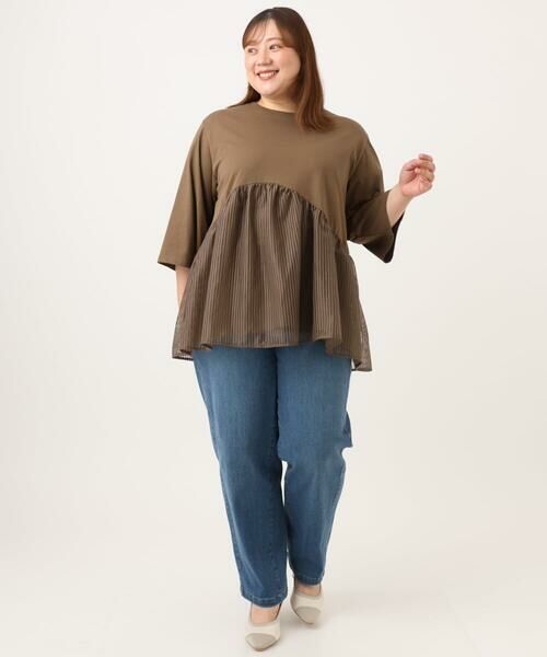 eur3 / エウルキューブ カットソー | 【大きいサイズ/LAVEANGE×eur3】チュール切り替えジャージートップス | 詳細10