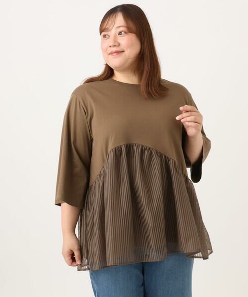 eur3 / エウルキューブ カットソー | 【大きいサイズ/LAVEANGE×eur3】チュール切り替えジャージートップス | 詳細2