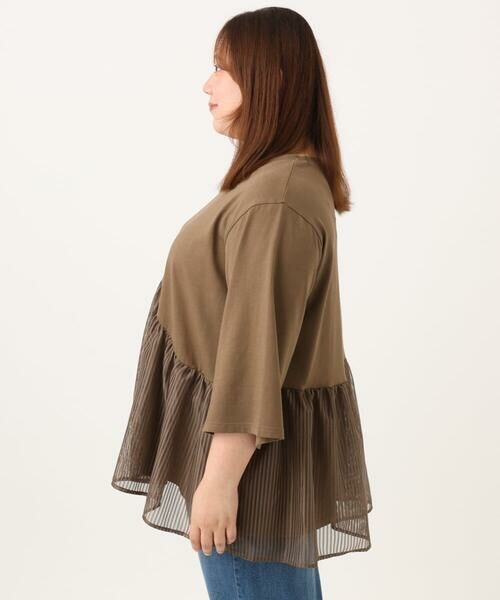 eur3 / エウルキューブ カットソー | 【大きいサイズ/LAVEANGE×eur3】チュール切り替えジャージートップス | 詳細3