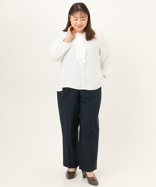 eur3 / エウルキューブ その他パンツ | 【大きいサイズ/洗える/セットアップ対応/11号サイズあり】ストレッチセンタープレスワイドパンツ | 詳細12