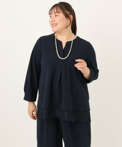 eur3 / エウルキューブ カットソー | 【大きいサイズ/洗える/セットアップ対応】カットジョーゼット裾レーストップス | 詳細6