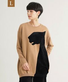 EVEX by KRIZIA  (大きいサイズ) / エヴェックス バイ クリツィア (オオキイサイズ) その他トップス | 【L】【ウォッシャブル】ブラックパンサーインターシャニット