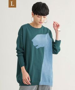 EVEX by KRIZIA  (大きいサイズ) / エヴェックス バイ クリツィア (オオキイサイズ) その他トップス | 【L】【ウォッシャブル】ブラックパンサーインターシャニット