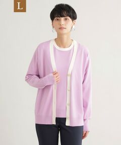 EVEX by KRIZIA  (大きいサイズ) / エヴェックス バイ クリツィア (オオキイサイズ) その他トップス | 【L】バイカラーニットカーディガン