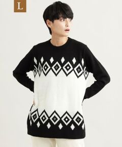 EVEX by KRIZIA  (大きいサイズ) / エヴェックス バイ クリツィア (オオキイサイズ) その他トップス | 【L】【ウォッシャブル】ウィンタージオメトリックジャカードニット