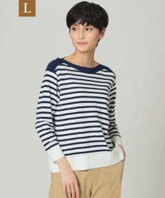 EVEX by KRIZIA  (大きいサイズ) / エヴェックス バイ クリツィア (オオキイサイズ) その他トップス | 【L】【ウォッシャブル】ハイゲージコットンボーダーニットプルオーバー