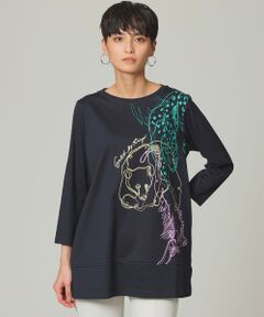 EVEX by KRIZIA  (大きいサイズ) / エヴェックス バイ クリツィア (オオキイサイズ) その他トップス | 【L】【ウォッシャブル】ギャザリングアニマルプリントカットソー