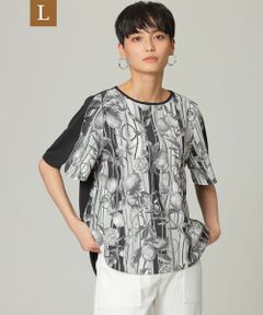 EVEX by KRIZIA  (大きいサイズ) / エヴェックス バイ クリツィア (オオキイサイズ) その他トップス | 【L】【ウォッシャブル】【接触冷感】ストライプリモーネプリントカットソー