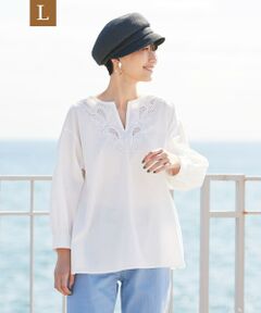 EVEX by KRIZIA  (大きいサイズ) / エヴェックス バイ クリツィア (オオキイサイズ) その他トップス | ＊Wings掲載＊【L】【ウォッシャブル】ペイズリーエンブロイダリーブラウス