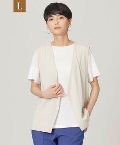 EVEX by KRIZIA  (大きいサイズ) / エヴェックス バイ クリツィア (オオキイサイズ) その他トップス | 【L】【ウォッシャブル】ハイツイストスムースショートジレ