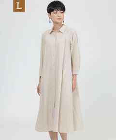 EVEX by KRIZIA  (大きいサイズ) / エヴェックス バイ クリツィア (オオキイサイズ) ロング・マキシ丈ワンピース | 【L】【接触冷感】【吸水速乾】【ウォッシャブル】リネンライクポプリンシャツワンピース