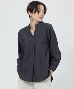EVEX by KRIZIA  (大きいサイズ) / エヴェックス バイ クリツィア (オオキイサイズ) その他トップス | 【L】【ウォッシャブル】デニムライク2WAYストレッチブラウス
