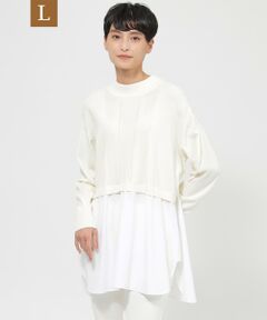 23AW＊Wings掲載＊【L】【ウォッシャブル】シャツレイヤーチュニックニット