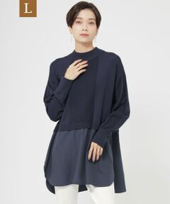 EVEX by KRIZIA  (大きいサイズ) / エヴェックス バイ クリツィア (オオキイサイズ) その他トップス | 23AW＊Wings掲載＊【L】【ウォッシャブル】シャツレイヤーチュニックニット