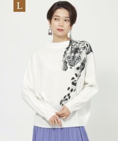 EVEX by KRIZIA  (大きいサイズ) / エヴェックス バイ クリツィア (オオキイサイズ) その他トップス | 【80周年記念アイテム】【L】スノーレオパードボトルネックインターシャニット