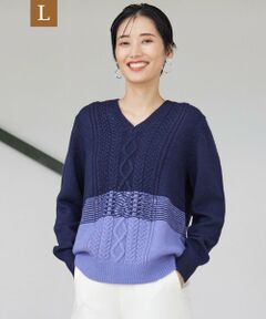 EVEX by KRIZIA  (大きいサイズ) / エヴェックス バイ クリツィア (オオキイサイズ) その他トップス | 23AW＊Wings掲載＊【L】グラデーションケーブルニット