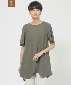 【L】【冷感シート付】【ウォッシャブル】【UV】ストレッチドレープチュニックカットソー