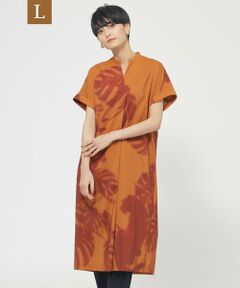 EVEX by KRIZIA  (大きいサイズ) / エヴェックス バイ クリツィア (オオキイサイズ) ロング・マキシ丈ワンピース | 【L】【接触冷感】【ウォッシャブル】リーフシルエットプリントワンピース