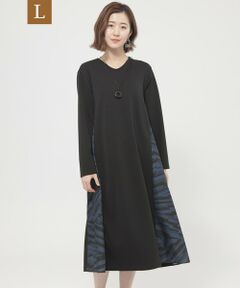 EVEX by KRIZIA  (大きいサイズ) / エヴェックス バイ クリツィア (オオキイサイズ) ロング・マキシ丈ワンピース | 【L】【ウォッシャブル】ランダムゼブラコンビワンピース