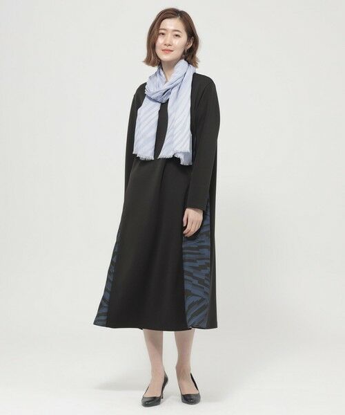 EVEX by KRIZIA  (大きいサイズ) / エヴェックス バイ クリツィア (オオキイサイズ) ロング・マキシ丈ワンピース | 【L】【ウォッシャブル】ランダムゼブラコンビワンピース | 詳細1