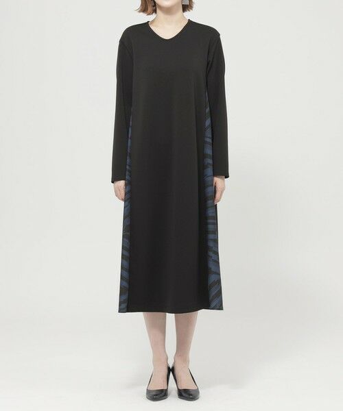 EVEX by KRIZIA  (大きいサイズ) / エヴェックス バイ クリツィア (オオキイサイズ) ロング・マキシ丈ワンピース | 【L】【ウォッシャブル】ランダムゼブラコンビワンピース | 詳細2