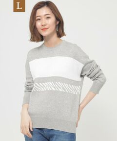 EVEX by KRIZIA  (大きいサイズ) / エヴェックス バイ クリツィア (オオキイサイズ) その他トップス | 【L】【ウォッシャブル】ゼブラボーダープルオーバーニット