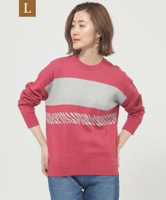 EVEX by KRIZIA  (大きいサイズ) / エヴェックス バイ クリツィア (オオキイサイズ) その他トップス | 【L】【ウォッシャブル】ゼブラボーダープルオーバーニット