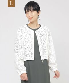 EVEX by KRIZIA  (大きいサイズ) / エヴェックス バイ クリツィア (オオキイサイズ) テーラードジャケット | 【L】【ウォッシャブル】パンチングゼブラショートブルゾン