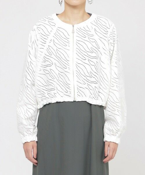 EVEX by KRIZIA  (大きいサイズ) / エヴェックス バイ クリツィア (オオキイサイズ) テーラードジャケット | 【L】【ウォッシャブル】パンチングゼブラショートブルゾン | 詳細4