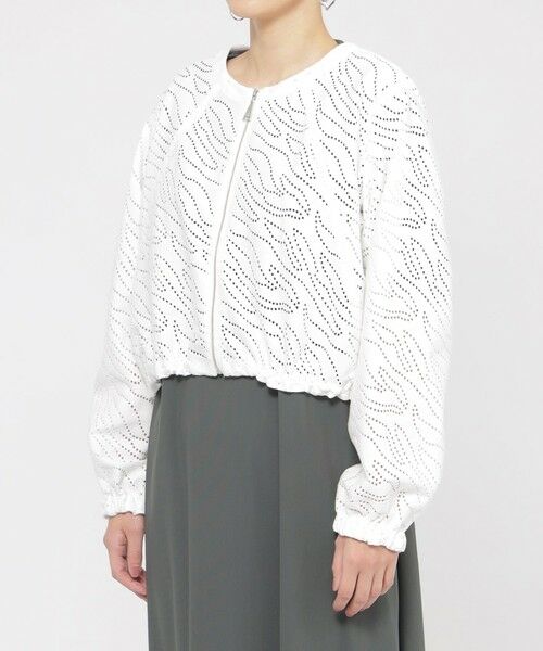 EVEX by KRIZIA  (大きいサイズ) / エヴェックス バイ クリツィア (オオキイサイズ) テーラードジャケット | 【L】【ウォッシャブル】パンチングゼブラショートブルゾン | 詳細5