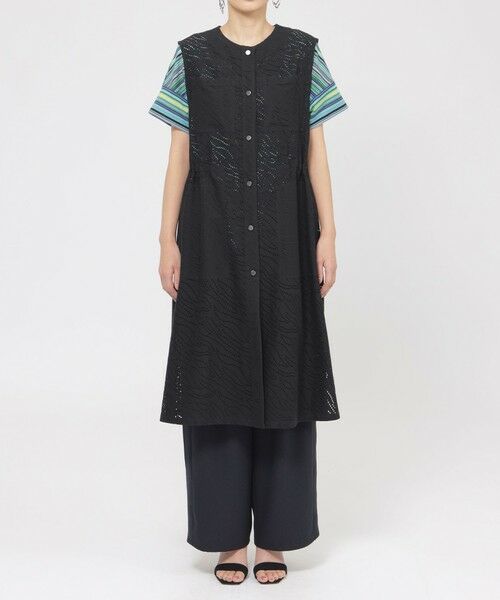 EVEX by KRIZIA  (大きいサイズ) / エヴェックス バイ クリツィア (オオキイサイズ) ベスト | 【L】【ウォッシャブル】パンチングゼブラロングジレ | 詳細3