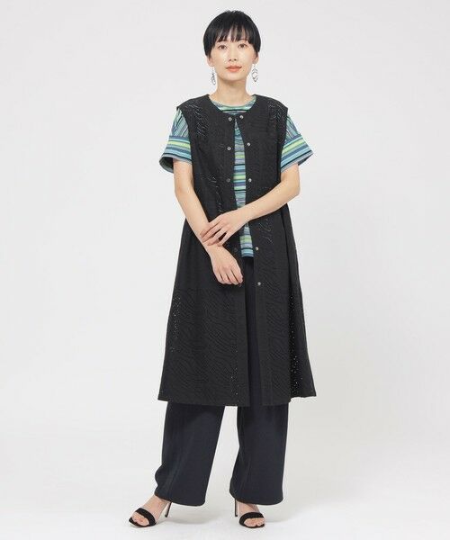 EVEX by KRIZIA  (大きいサイズ) / エヴェックス バイ クリツィア (オオキイサイズ) ベスト | 【L】【ウォッシャブル】パンチングゼブラロングジレ | 詳細2