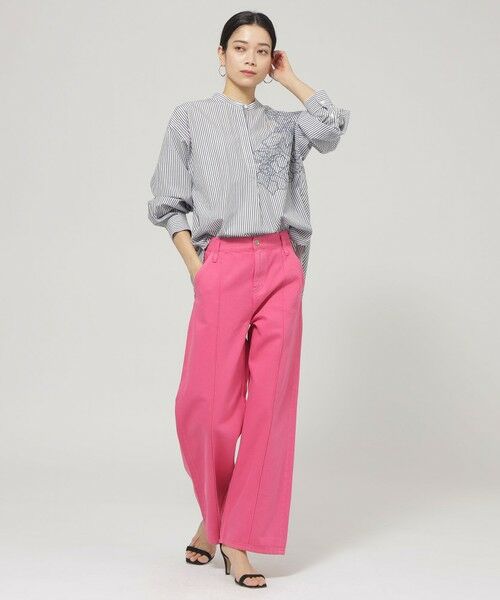 EVEX by KRIZIA  (大きいサイズ) / エヴェックス バイ クリツィア (オオキイサイズ) その他トップス | 【L】【ウォッシャブル】ラメストライプエンブロイダリーブラウス | 詳細2