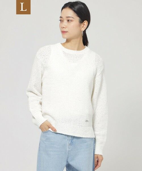 EVEX by KRIZIA (大きいサイズ)/エヴェックス バイ クリツィア (オオキイサイズ) 【L】【ウォッシャブル】ファンシーテープヤーンニットプルオーバー オフホワイト 44 EVEX by KRIZIA (大きいサイズ)/エヴェックス バイ クリツィア (オオキイサイズ) 【L】【ウォッシャブル】ファンシーテープヤーンニットプルオーバー オフホワイト 44