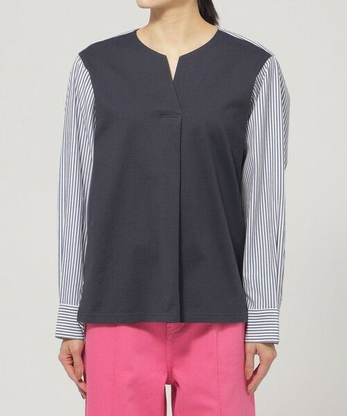 EVEX by KRIZIA  (大きいサイズ) / エヴェックス バイ クリツィア (オオキイサイズ) その他トップス | 【L】【ウォッシャブル】ラメストライプジャージ—コンビプルオーバー | 詳細3