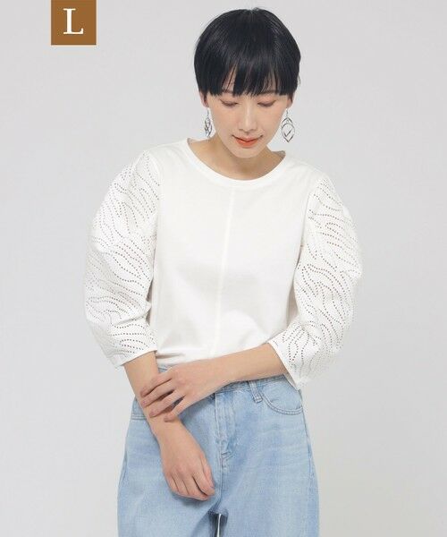 EVEX by KRIZIA (大きいサイズ)/エヴェックス バイ クリツィア (オオキイサイズ) 【L】【ウォッシャブル】パンチングゼブラコンビカットソー オフホワイト 46 EVEX by KRIZIA (大きいサイズ)/エヴェックス バイ クリツィア (オオキイサイズ) 【L】【ウォッシャブル】パンチングゼブラコンビカットソー オフホワイト 46