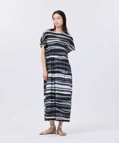 EVEX by KRIZIA  (大きいサイズ) / エヴェックス バイ クリツィア (オオキイサイズ) ロング・マキシ丈ワンピース | 【L】【カタログ掲載品】【接触冷感】【UV対策】【ウォッシャブル】コンチェロアニマルボーダーワンピース