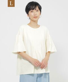 EVEX by KRIZIA  (大きいサイズ) / エヴェックス バイ クリツィア (オオキイサイズ) その他トップス | 【L】【カタログ掲載品】【1枚で決まる】【ウォッシャブル】サッカーストレッチフレアブラウス