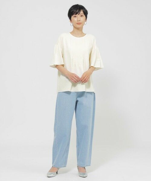 EVEX by KRIZIA  (大きいサイズ) / エヴェックス バイ クリツィア (オオキイサイズ) その他トップス | 【L】【カタログ掲載品】【1枚で決まる】【ウォッシャブル】サッカーストレッチフレアブラウス | 詳細1