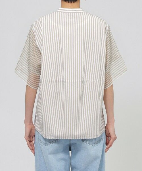 EVEX by KRIZIA  (大きいサイズ) / エヴェックス バイ クリツィア (オオキイサイズ) その他トップス | 【L】【ウォッシャブル】シアーコンビストライプバンドカラーシャツ | 詳細5