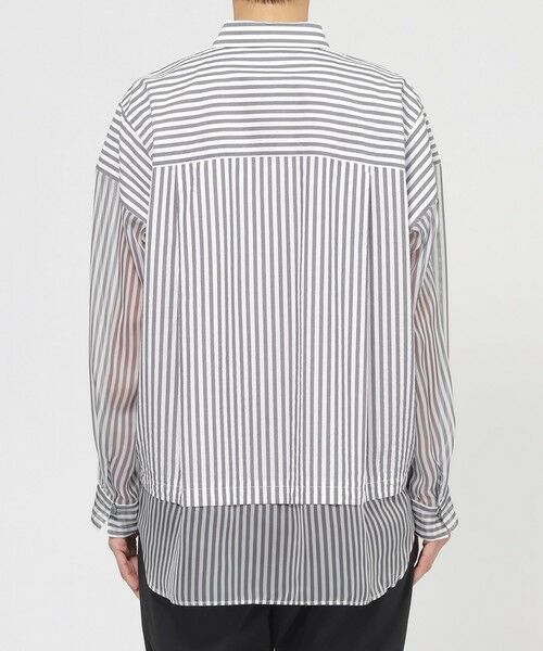 EVEX by KRIZIA  (大きいサイズ) / エヴェックス バイ クリツィア (オオキイサイズ) その他トップス | 【L】【カタログ掲載品】【ウォッシャブル】シアーコンビストライプロングシャツ | 詳細6