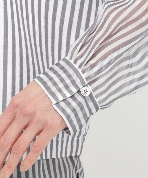 EVEX by KRIZIA  (大きいサイズ) / エヴェックス バイ クリツィア (オオキイサイズ) その他トップス | 【L】【カタログ掲載品】【ウォッシャブル】シアーコンビストライプロングシャツ | 詳細7
