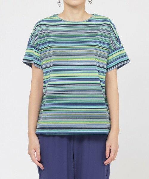 セール】 【L】【ウォッシャブル】マルチボーダーカットソー