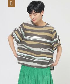 EVEX by KRIZIA  (大きいサイズ) / エヴェックス バイ クリツィア (オオキイサイズ) その他トップス | 【L】【カタログ掲載品】【接触冷感】【UV対策】【ウォッシャブル】コンチェロアニマルボーダーカットソー