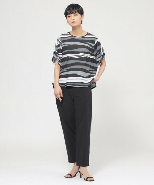 EVEX by KRIZIA  (大きいサイズ) / エヴェックス バイ クリツィア (オオキイサイズ) その他トップス | 【L】【カタログ掲載品】【接触冷感】【UV対策】【ウォッシャブル】コンチェロアニマルボーダーカットソー | 詳細1