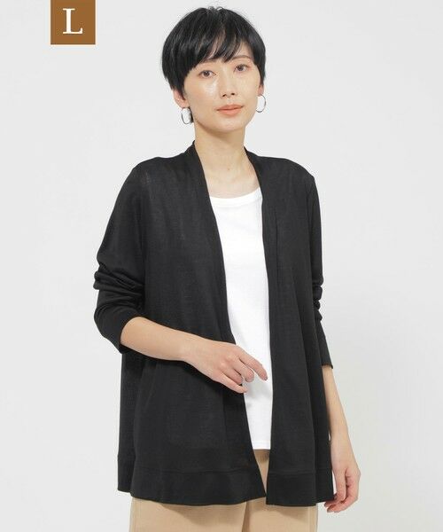 EVEX by KRIZIA (大きいサイズ)/エヴェックス バイ クリツィア (オオキイサイズ) 【L】【接触冷感】【ウォッシャブル】リヨセルジャージ-カーディガン ブラック 44