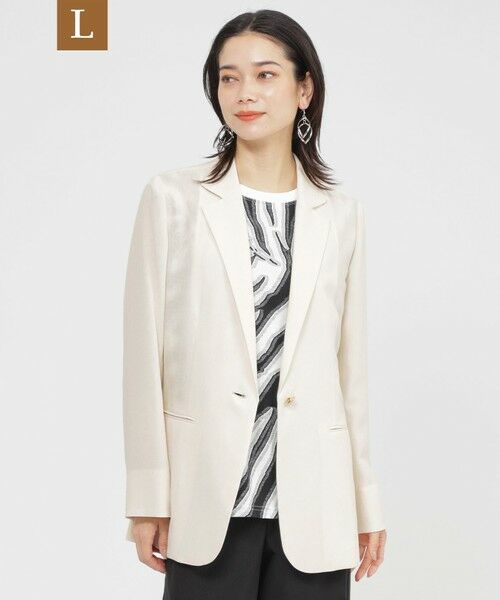 EVEX by KRIZIA (大きいサイズ)/エヴェックス バイ クリツィア (オオキイサイズ) 【L】【カタログ掲載品】【ウォッシャブル】シアーヴィンテージスラブテーラージャケット オフホワイト 44